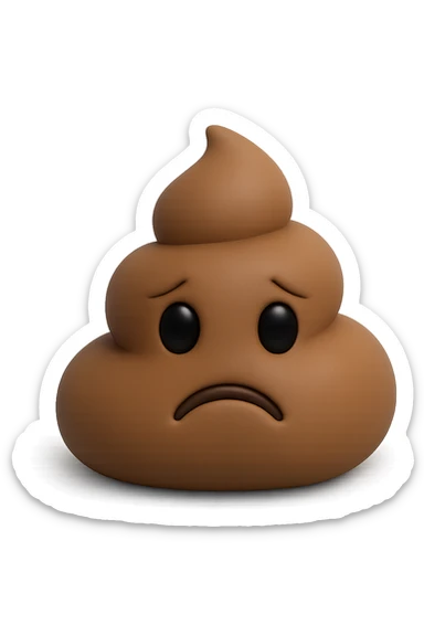 EMOJI STILE IPHONE 3D DI UNA MONTAGNETTA DI FECI A PALLINE CON ESPRESSIONE TRISTE, IPERREALISTICO 4K sticker