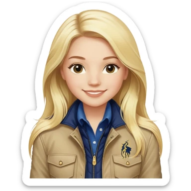 blonde girl long hair smiling in ralph lauren jacket  sticker