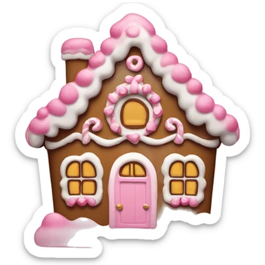 Pink gingerbread house sticker