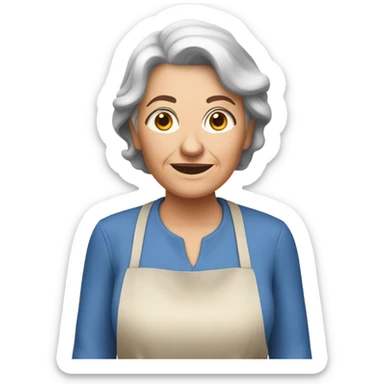 Brown hair white grandmother baking pie sticker
