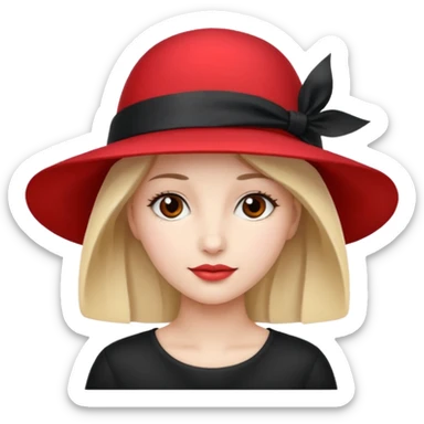 Ladies red hat with ribbon  sticker