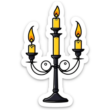 decorative candle holder with 3 lit candles, candelabra sticker