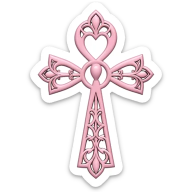 Light pink gothic ankh with spiderwebs  sticker