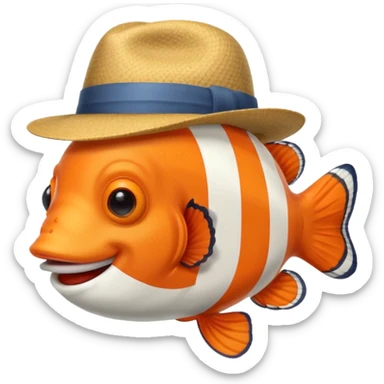 Clownfish with a fedora, smiling sticker
