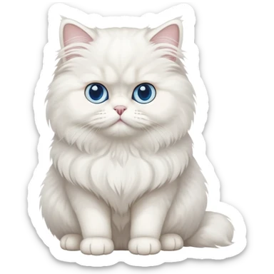 white Persian cat full body sitting with blue eyes sticker