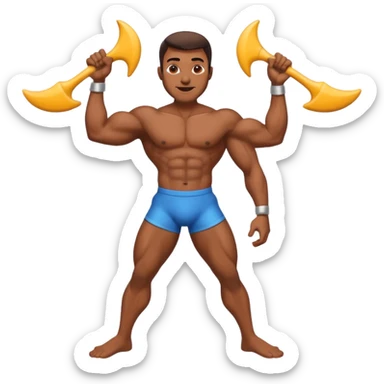 Brown skin man with boomerang like legs sticker