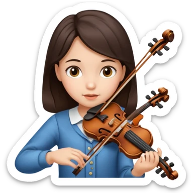 child girl baby face dark brown hair playing violin  sticker