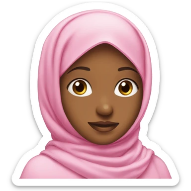 The girl wearing the pink hijab uses accessories on her hijab sticker