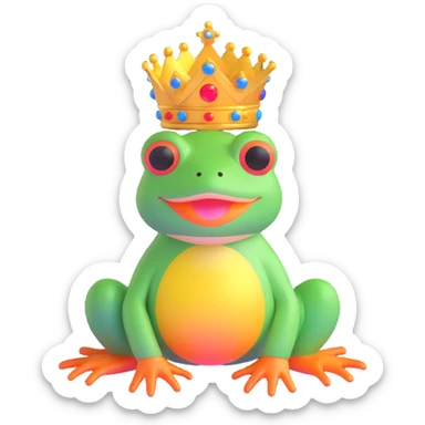frog with a crown and radiant aura sticker