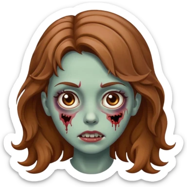 Emoji de garota zumbi bonita, cabelo ondulado castanho bem claro e olho castanho  sticker