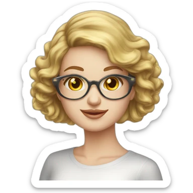 Femme vielle cheveux blanc lisse long lunette sticker