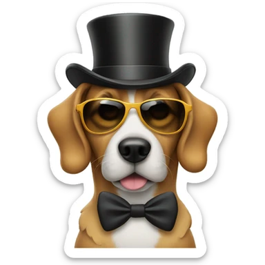 Dog with sunglasses and top hat sticker