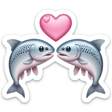 two trouts with a heart between them sticker