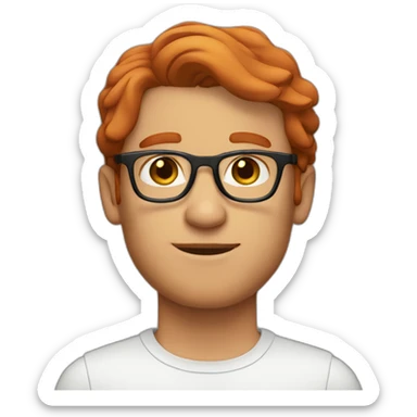 Red haired man with glasses and no beard sticker