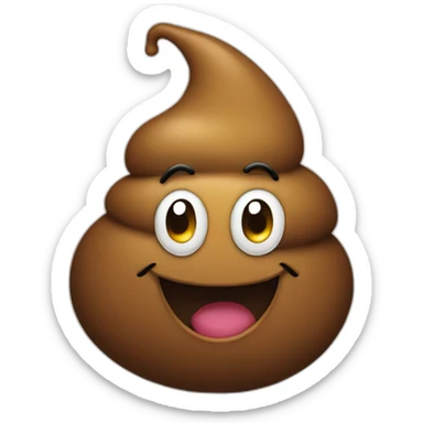 a funny poop with a smile in its face sticker