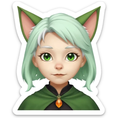 Goblin girl witch white hair, and cats ears 
 sticker