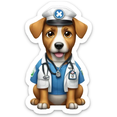 Dog dressed as an EMT sticker