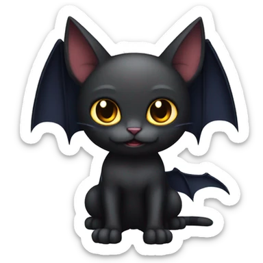 Black-Vampire-Batty-Cat-Fakémon-Cat With Bat-wings as ears  sticker