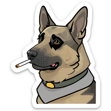 German shepherd smoking  sticker