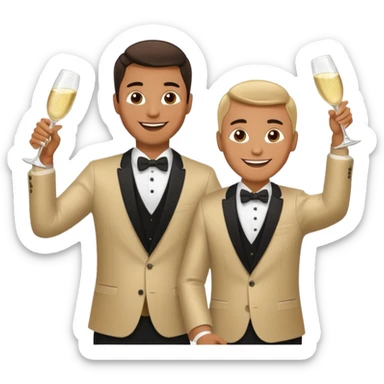 happy man raising two bottles of champagne sticker