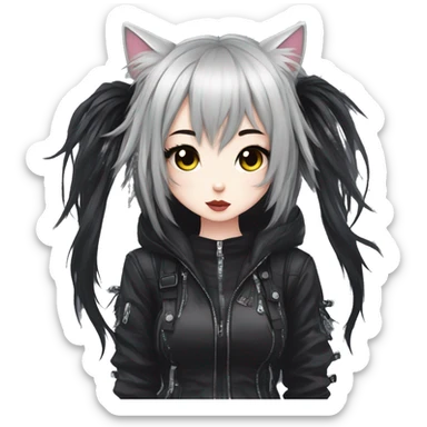 Edgy Kawaii Cute Cool Cartoon Beautiful Elegant Pretty Anime Punk Techwear Gothic Catgirl sticker
