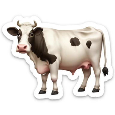 Generate a obese cow holding a coca cola  sticker