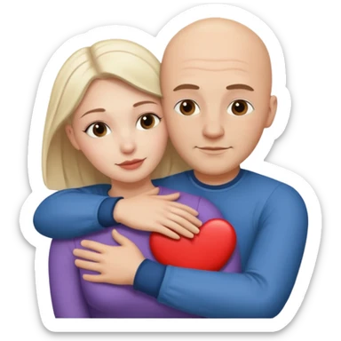Metis bald Man and white woman hug love sticker