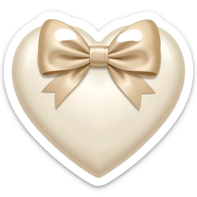 white heart with beige bow sticker