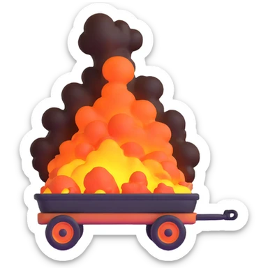 wagon with molten steel, glowing and steaming sticker