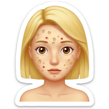 woman with acne and pimple on skin sticker