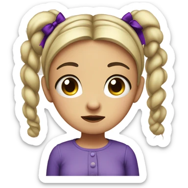 
A sad girl with pigtails and purple bows sticker