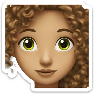 long brown curly hair girl with green eyes sticker