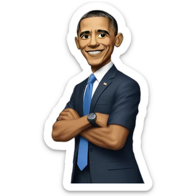 Barack Obama con la bandera cubana en la mano sticker