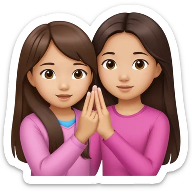 Asian girl with brunette hair pinky promise asian little sister with long hair  sticker
