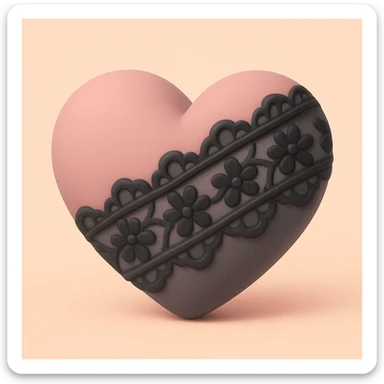 gothic heart with black lace, mochi style sticker