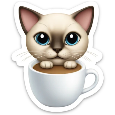 Siamese cat with coffe cup sticker