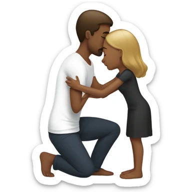 Woman kneeling on a man's legs sticker