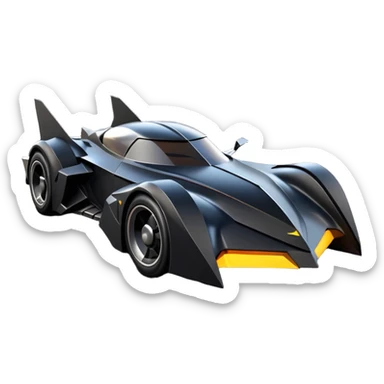  the animated series aerodynamic dark futuristic concept Batmobile loosely based on 1966 Cadillac roadster(flat long straight faceted mechanical body) winged stealthy street hot rod  sticker