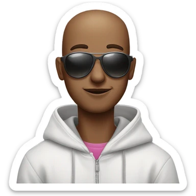 buzzcut man wearing hoodie with sunglasses on and lollipop in his mouth sticker