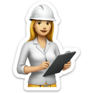 Woman in hard hat with clipboard sticker