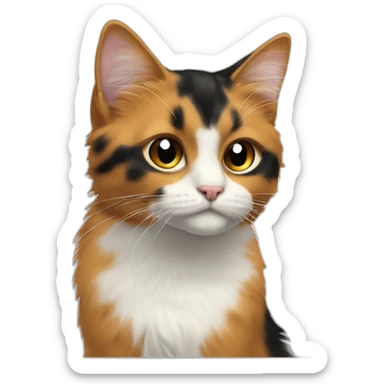 calico cat long haired black mark on nose black stripe on nose sticker