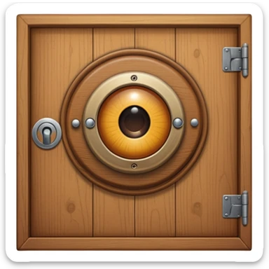 door with a peephole sticker