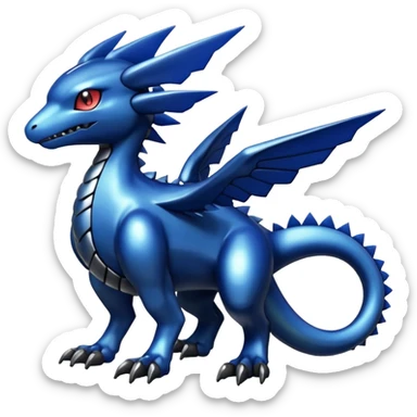 Dusky Glossy Oil-Sheen Blackened Blue Pokémon-Fakémon-Digimon-Creature, (full body) sticker