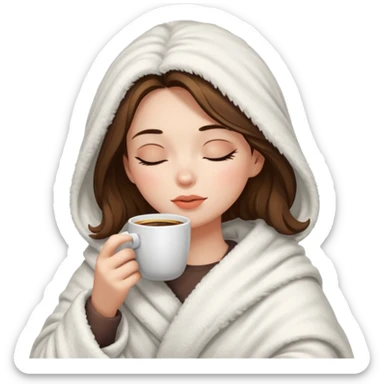 girl inside a blanket sipping coffee eyes closed sticker