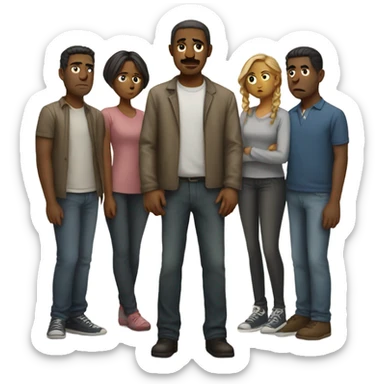 Group of sad people  standing sticker