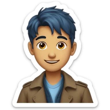 A boy who wear coat paint and coat is blue colour age is 18 years from India bihar sticker