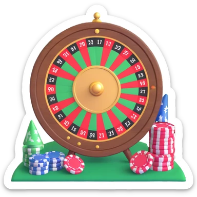 roulette wheel with festive decorations and flag accents sticker