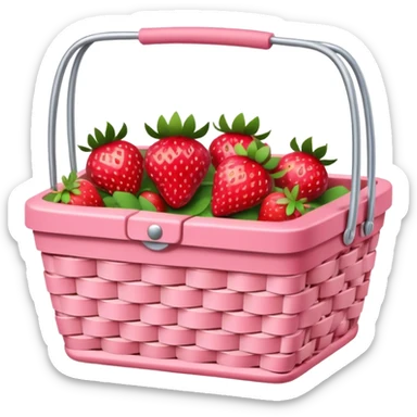 Pink Picnic Basket With Strawberries sticker