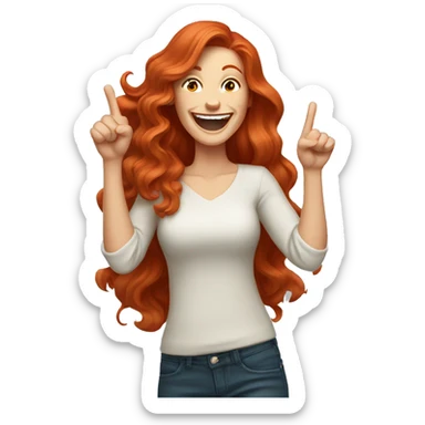 Pale, Long Wavy haired red head woman laughing and pointing sticker