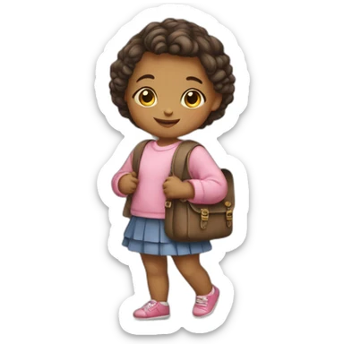 Baby girl with school bag sticker
